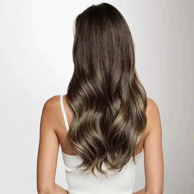 PU Clip-in 4/27/4 – Mörkbrun & Karamellblond Balayage Bsextensions
