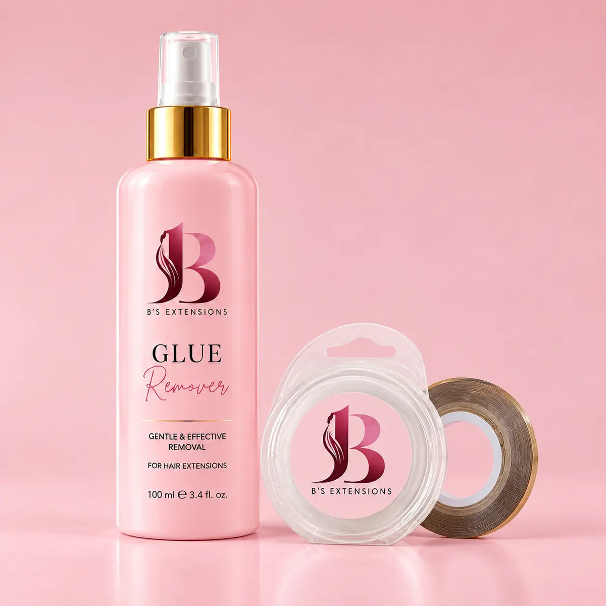 B’s Extensions Duo-kit med refilltejp och Glue Remover 100 ml
