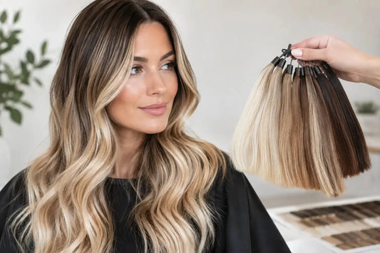 Exempel på färgmatchning av balayage-löshår