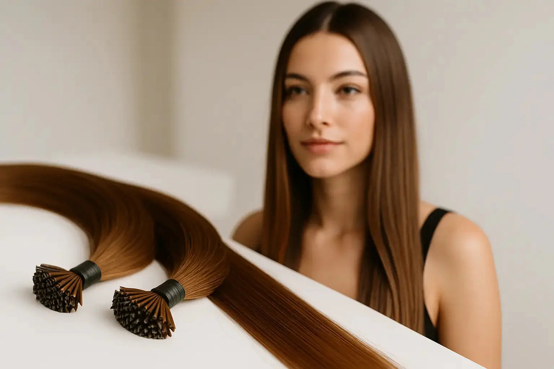 Flat tip keratin extensions som håller sig fina