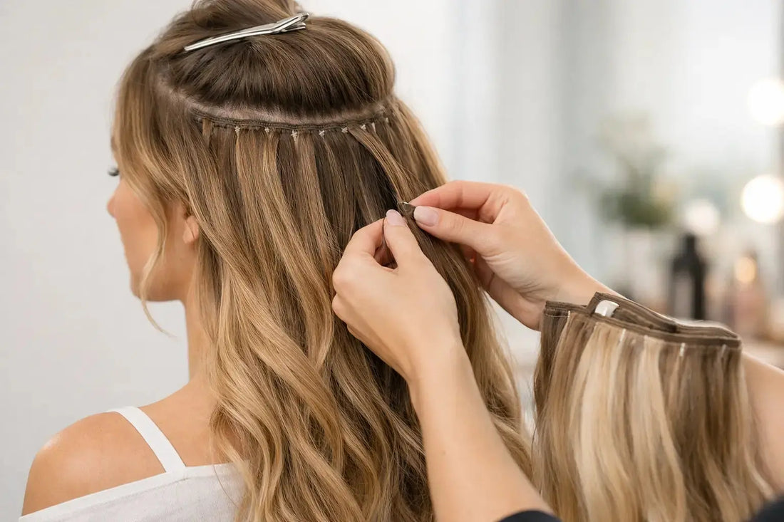 Weft extensions för ett naturligt fylligt hår
