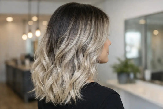 Exempel på färgmatchning askblond mörk botten