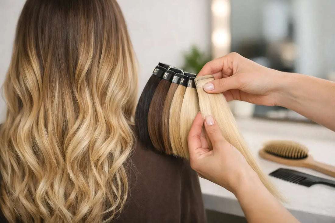 Guide till färgmatchning för balayage löshår