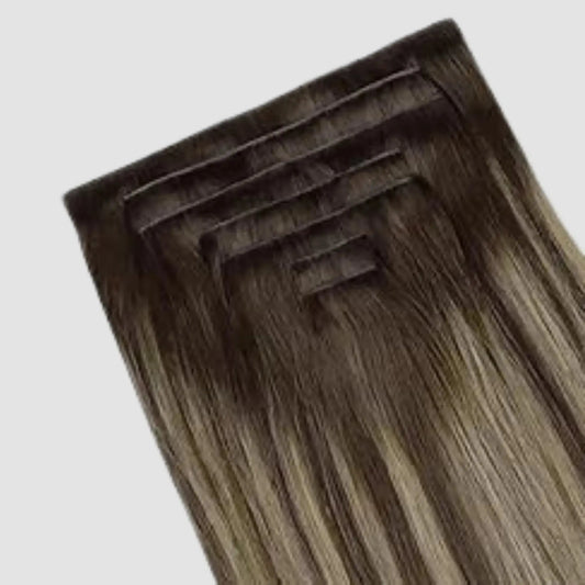 Invisible clip-in 4/26/4 – Brun till Blond Balayage Bsextensions