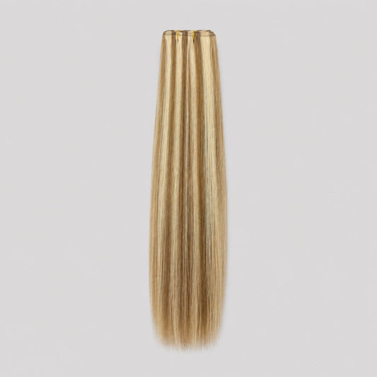 PU Clip-in 6B/60A – Brun med Askblonda Slingor Bsextensions