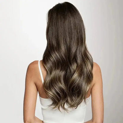 PU Clip-in 4/27/4 – Mörkbrun & Karamellblond Balayage Bsextensions