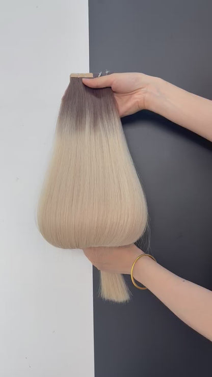 Tape-in Extensions, Cool Blonde Balayage VA